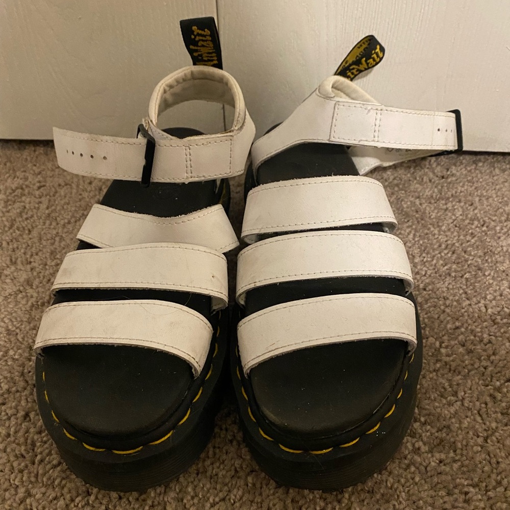 Dr. Martens White Platform Sandals